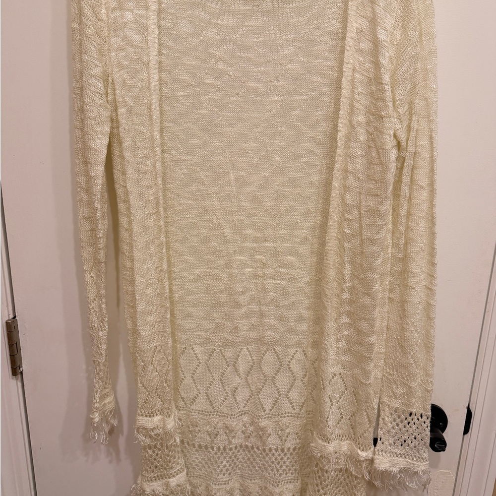 Harper Cream Open-Weave Lightweight Cardigan